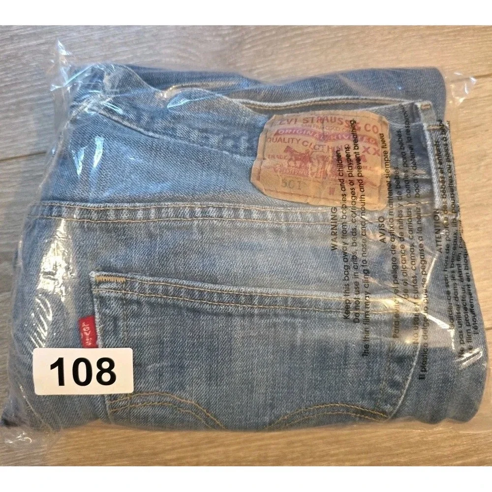 Levis 501‎ Jeans Mens 36x34 Mid Rise Straight Leg Button Medium Wash Denim Blue